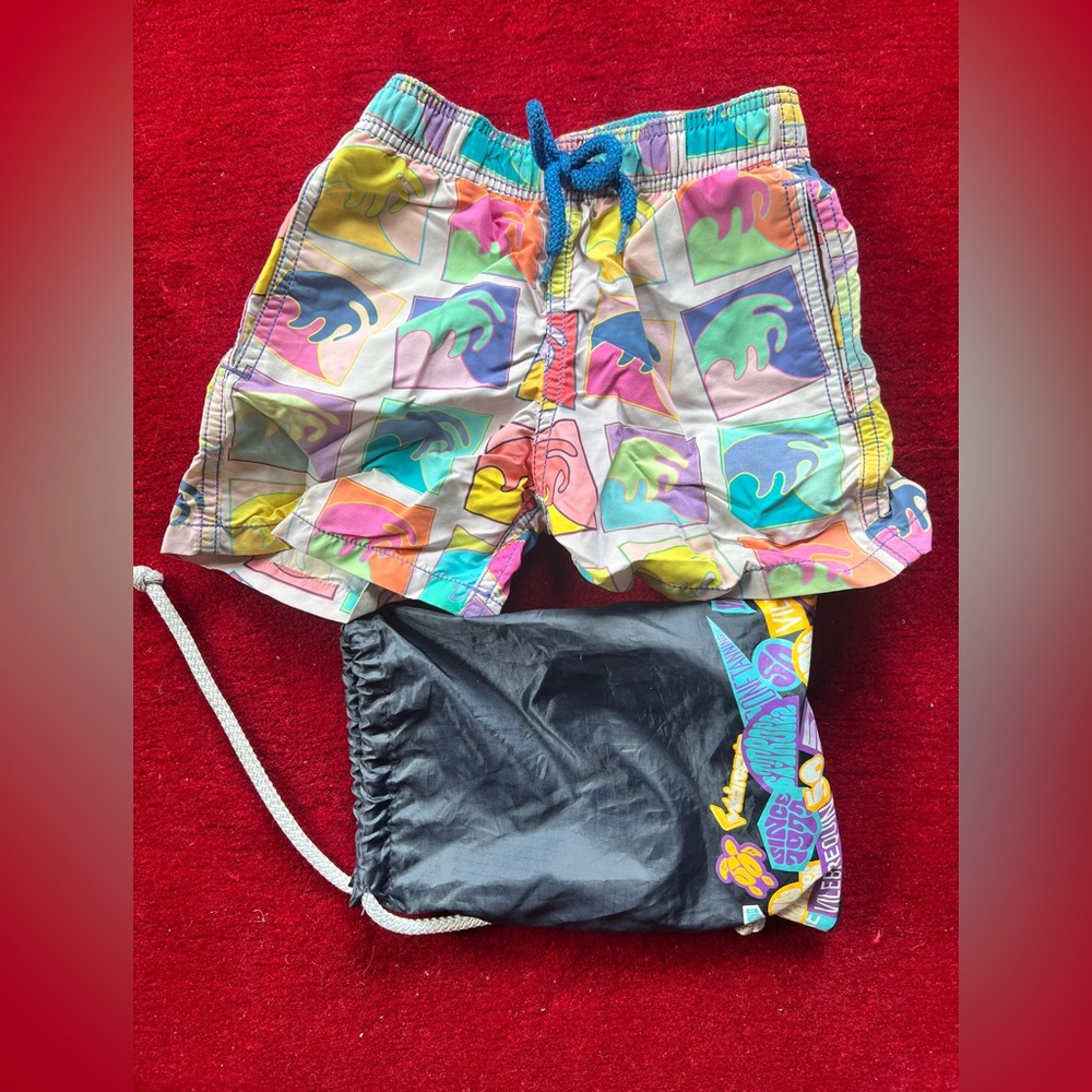 Vilebrequin Alex Israel Artist Wave Design Multicolor Swim Shorts. 4 years old